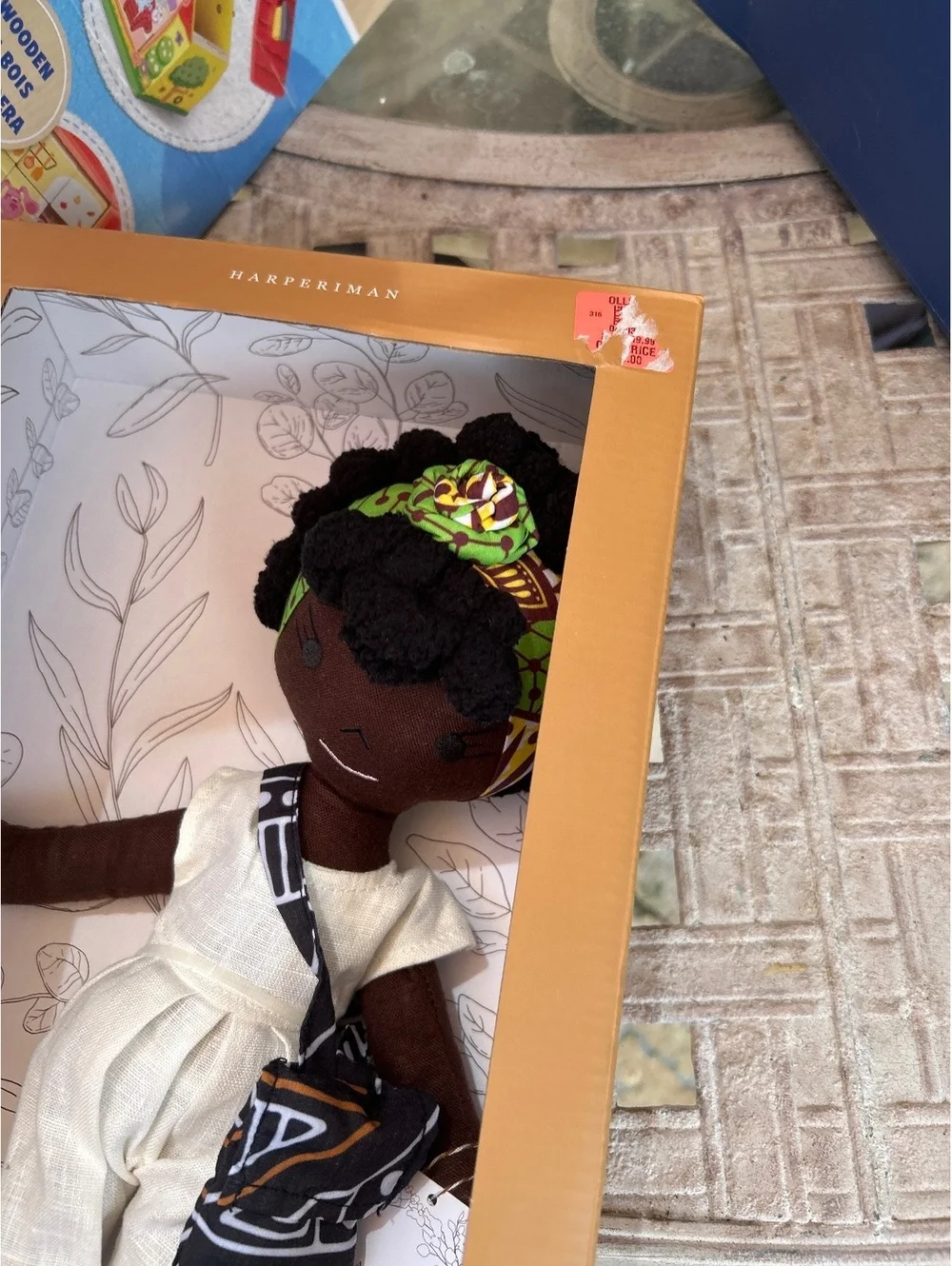Harperiman Handmade African American Doll with Headwrap and Purse